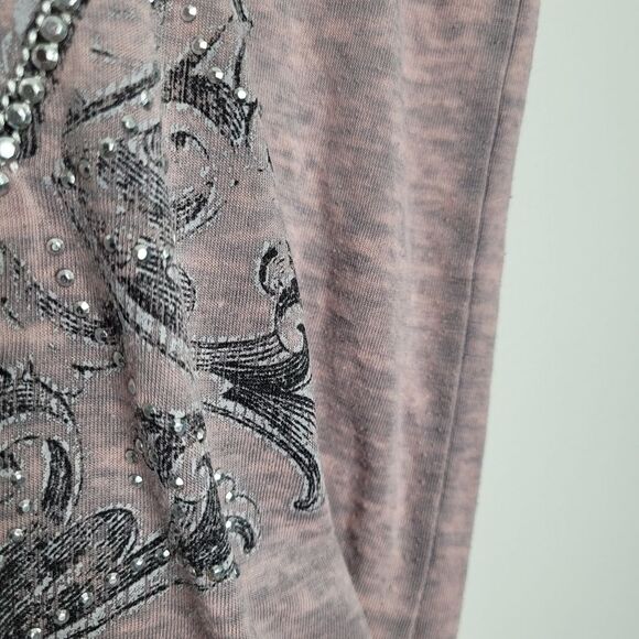 y2k pink black burnout cyber grunge MySpace thin cross wings top small - Picture 8 of 8